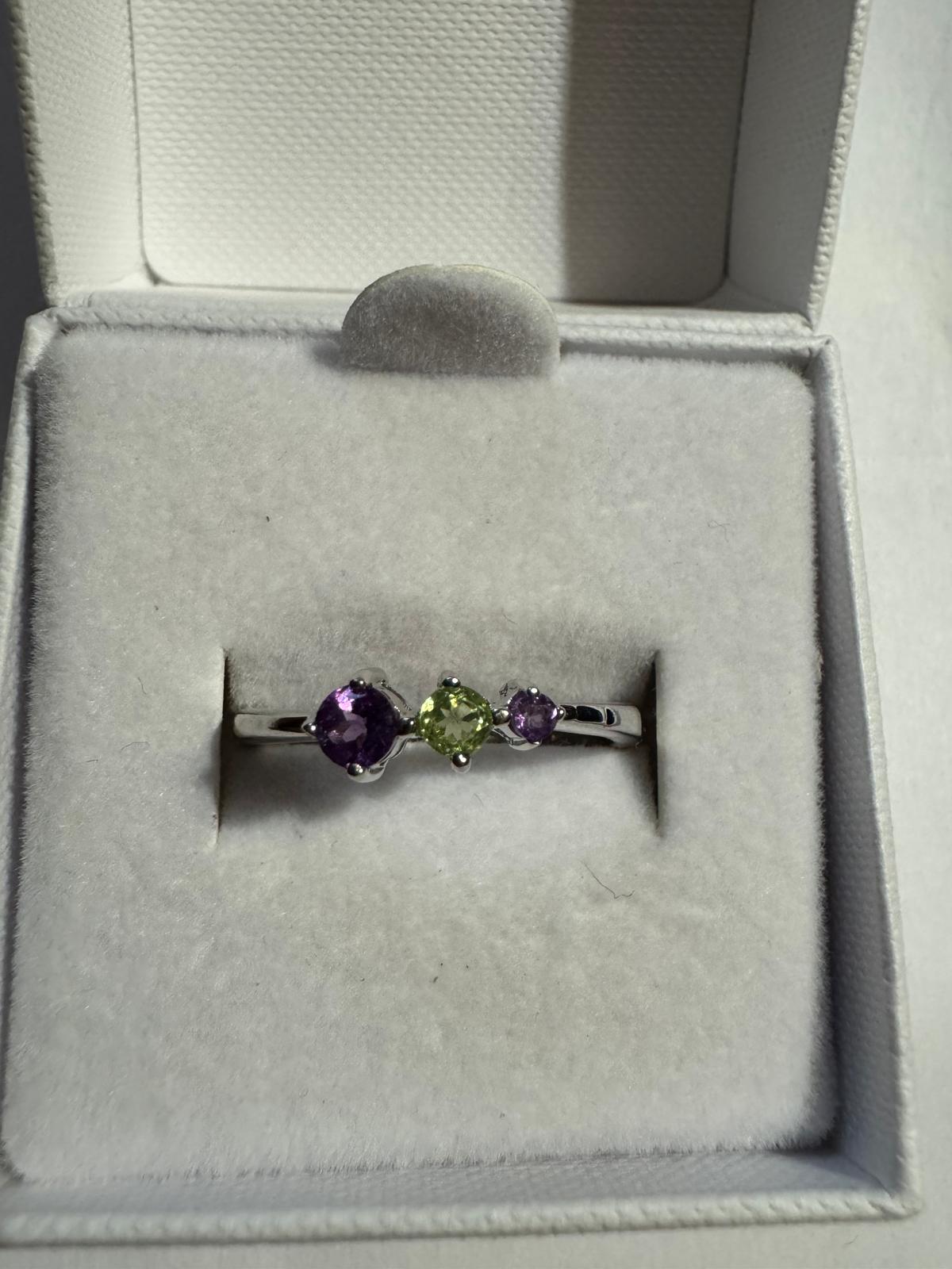 Natural Crystal Three Gemstone Ring