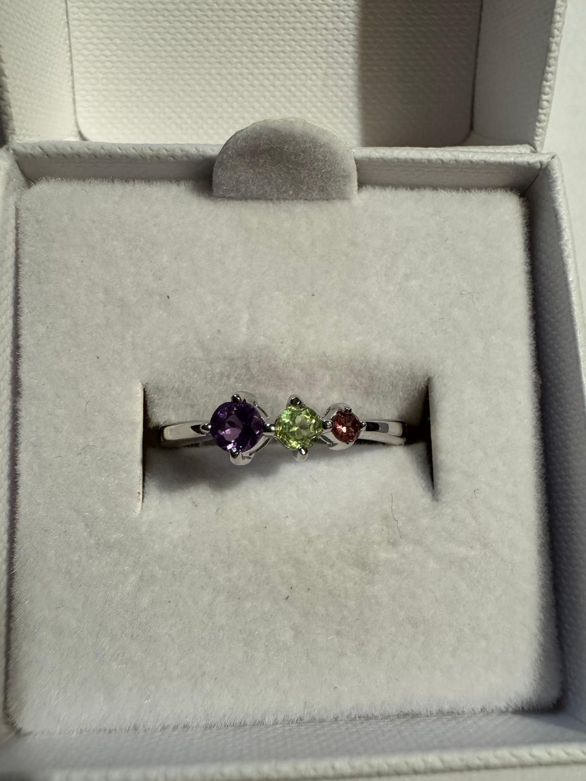 Natural Crystal Three Gemstone Ring