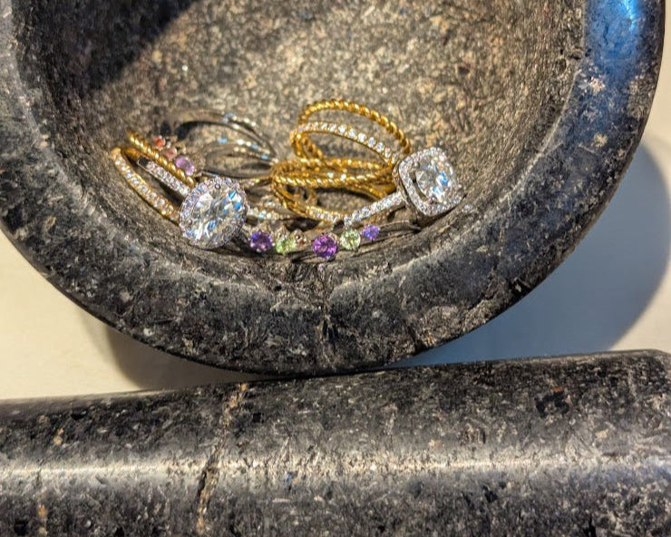 Natural Crystal Three Gemstone Ring