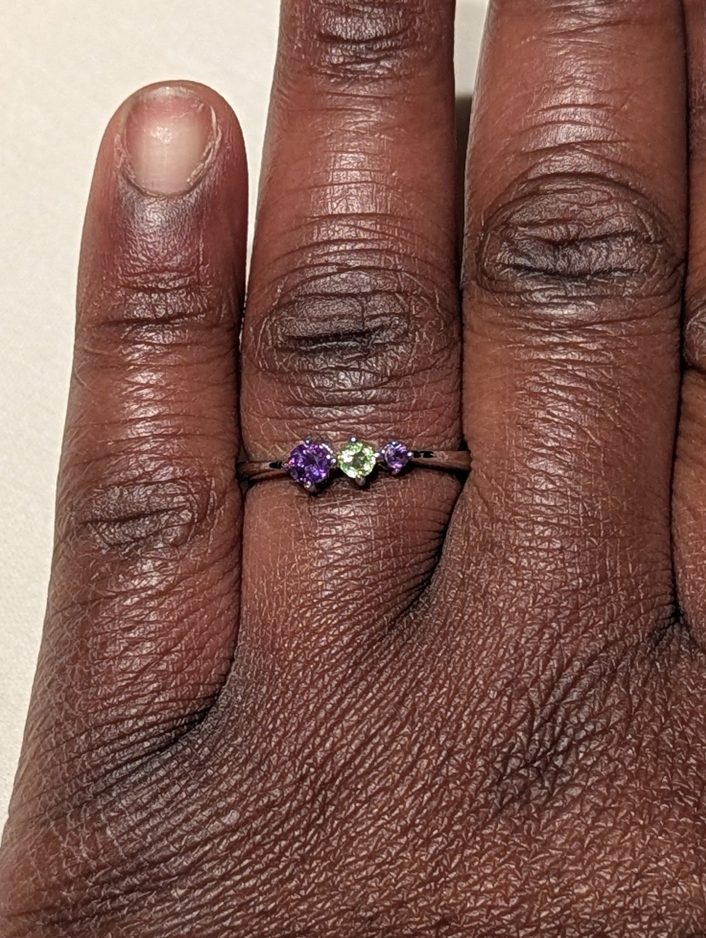 Natural Crystal Three Gemstone Ring
