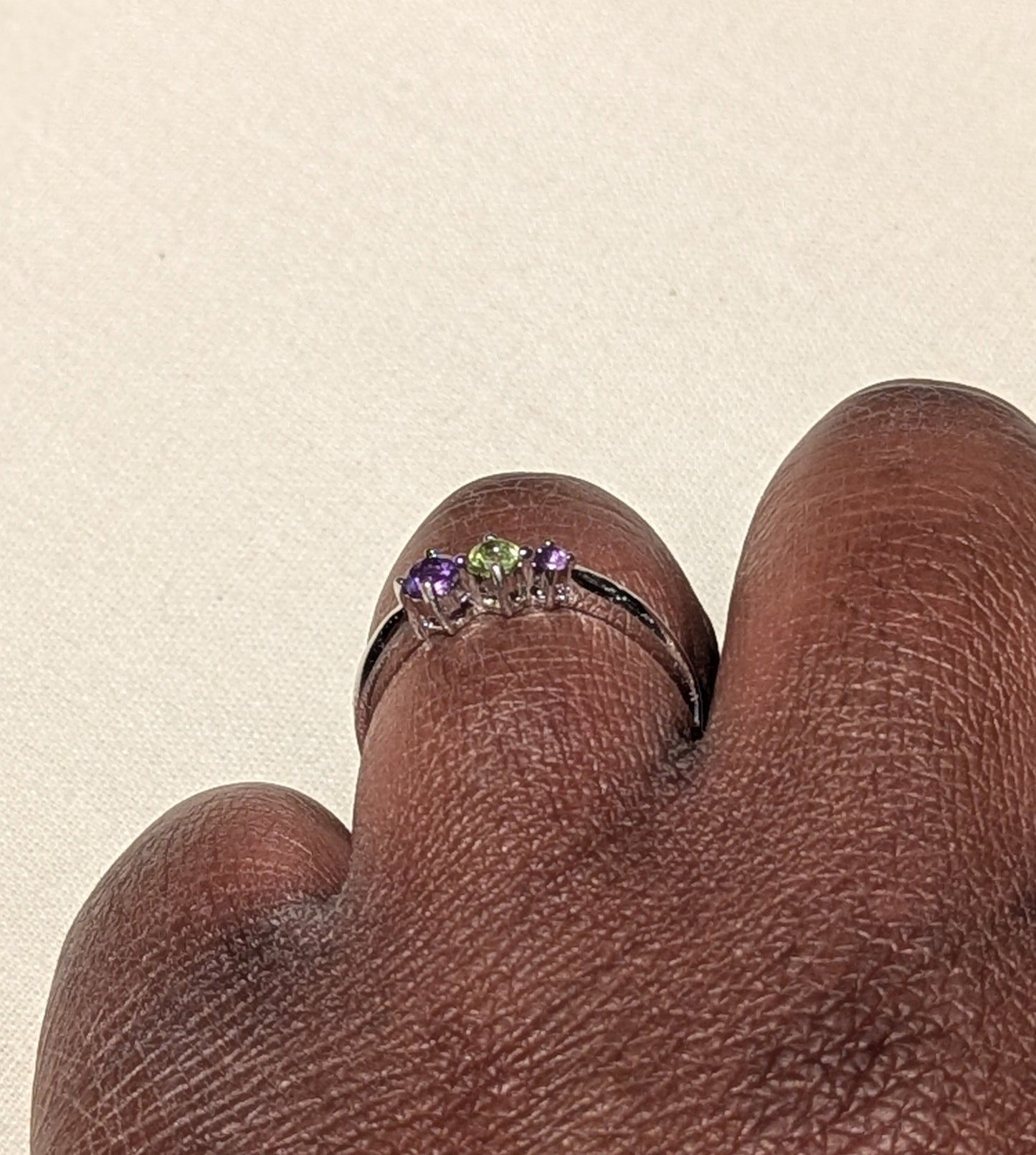 Natural Crystal Three Gemstone Ring