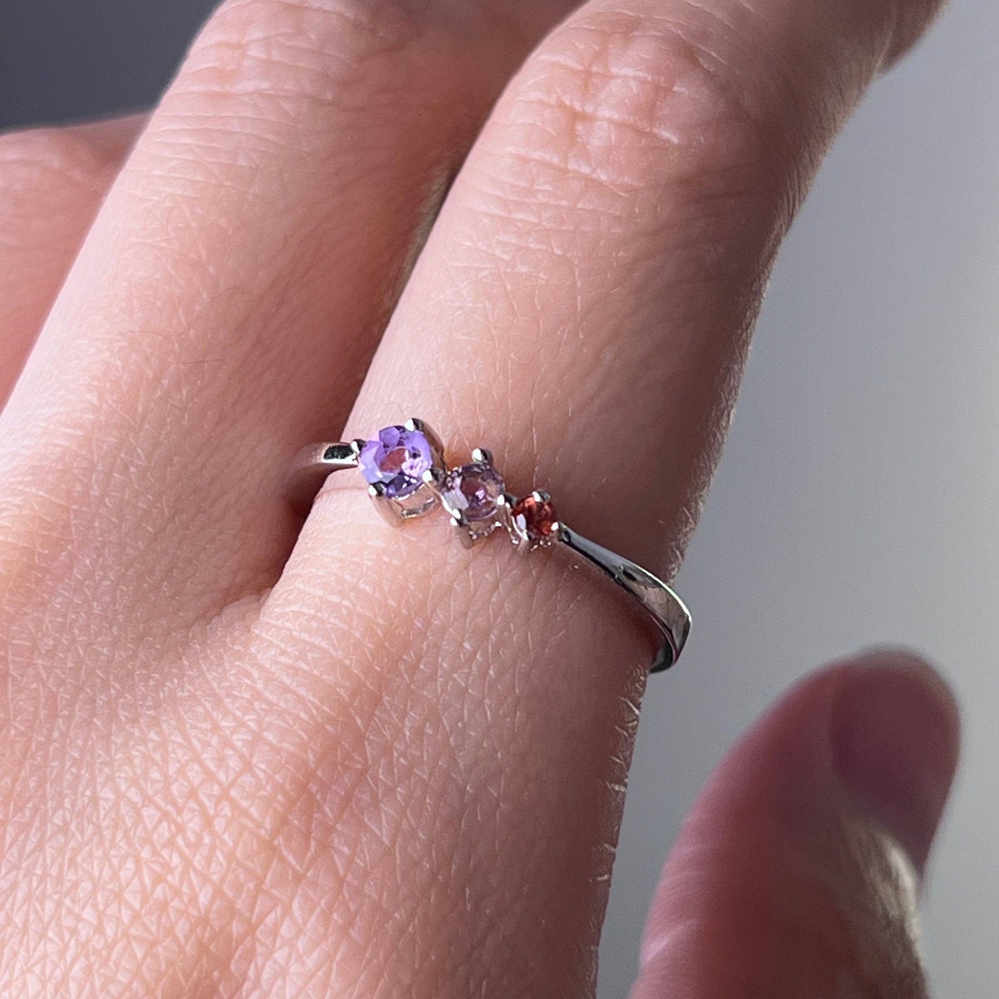 Natural Crystal Three Gemstone Ring